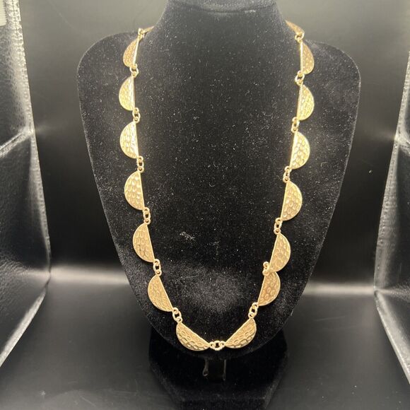 Necklace Womens Gold Semi Circle Lobster Clasp Lightweight Boho Necklet - Picture 6 of 9